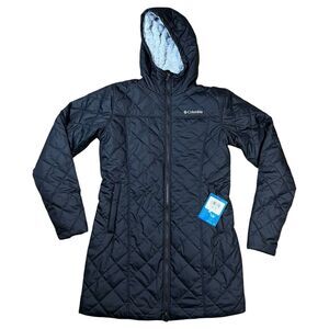 Columbia Copper Crest Long Quilted Puffer Jacket Heavy Black Hooded Size X Small